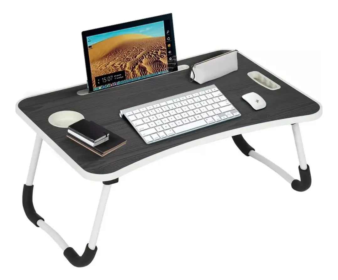 Mesa Plegable Para Laptop Con Portavasos Y Cajón Lateral - Estándar