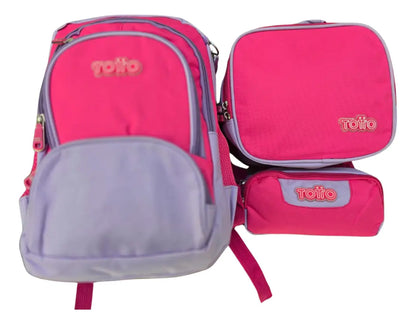 Bolso Morral Con Lonchera Y Cartuchera Totto Escolar 3pcs