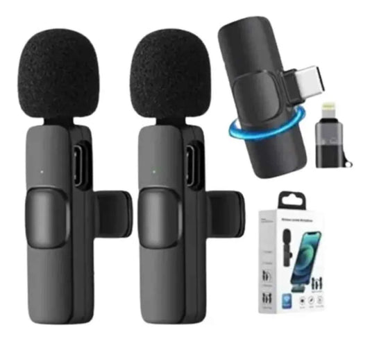 Micrófono Inalámbrico Lavalier Dual Accesible para Creadores (iPhone y Tipo-C)
