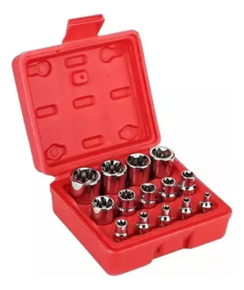 Juego De Dados 14 Pieza Tipo Estrella O Torx Hembra Estuche