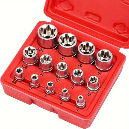 Juego De Dados 14 Pieza Tipo Estrella O Torx Hembra Estuche