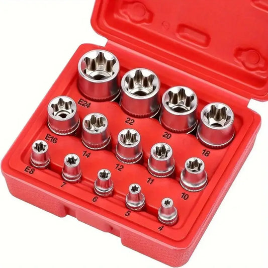Juego De Dados 14 Pieza Tipo Estrella O Torx Hembra Estuche