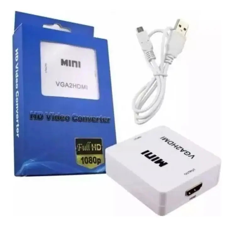 Adaptador Convertidor de VGA a HDMI (Blanco)