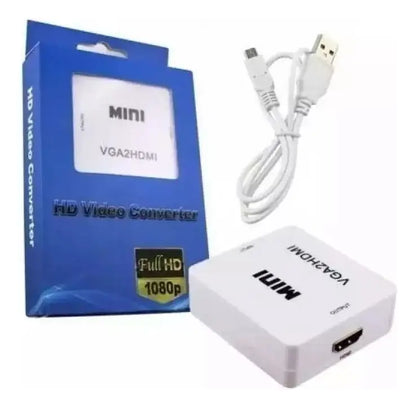 Adaptador Convertidor de VGA a HDMI (Blanco)