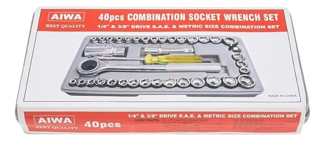 Juego De Dados Rachet 1/4 3/8 40 Piezas Metrico Extension