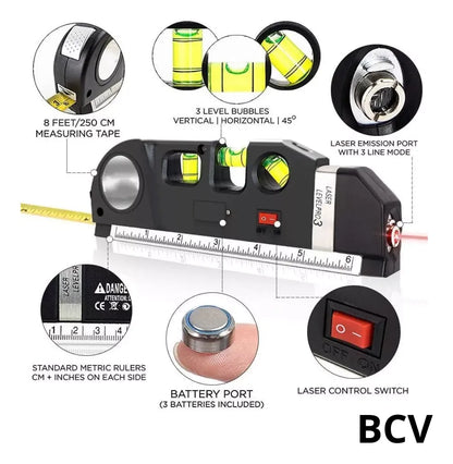 Nivel Cinta Metrica Alineador Laser Tres Burbujas Multiuso