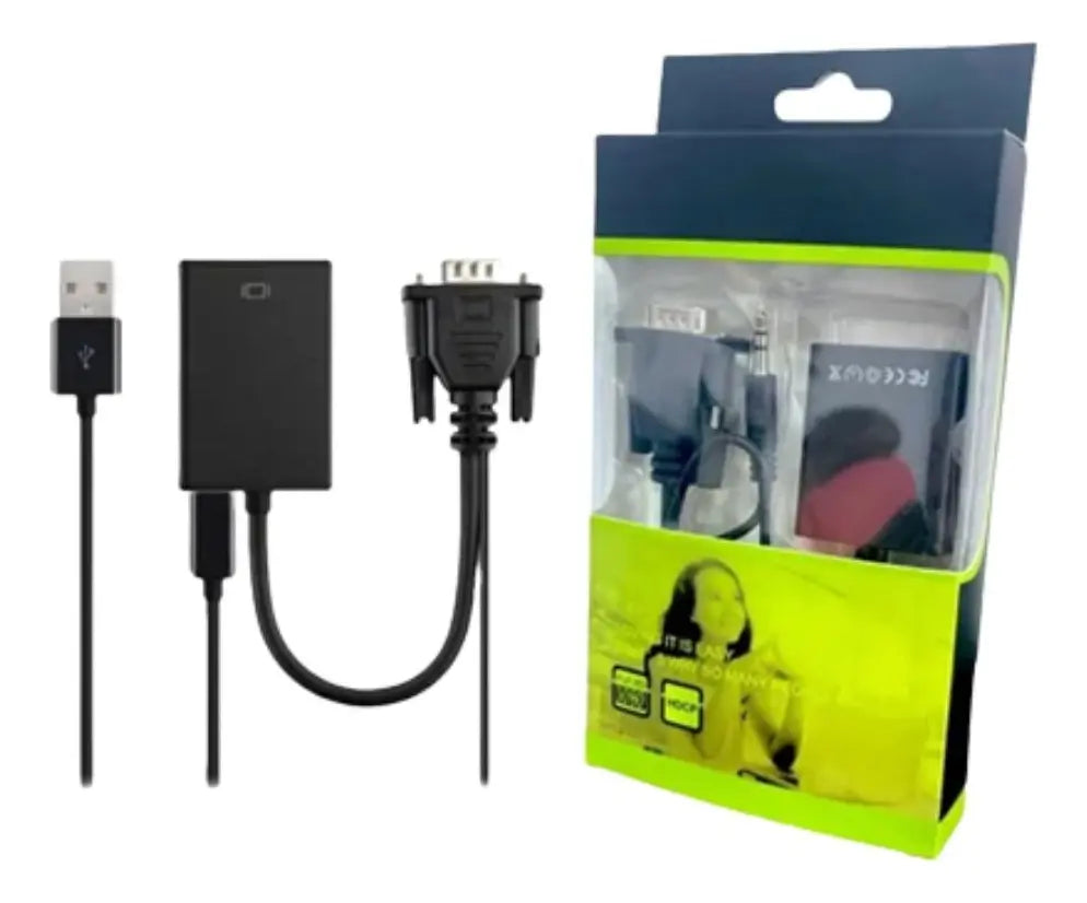 Adaptador Vga A Hdmi Macho Hembra Puerto Audio Convertidor