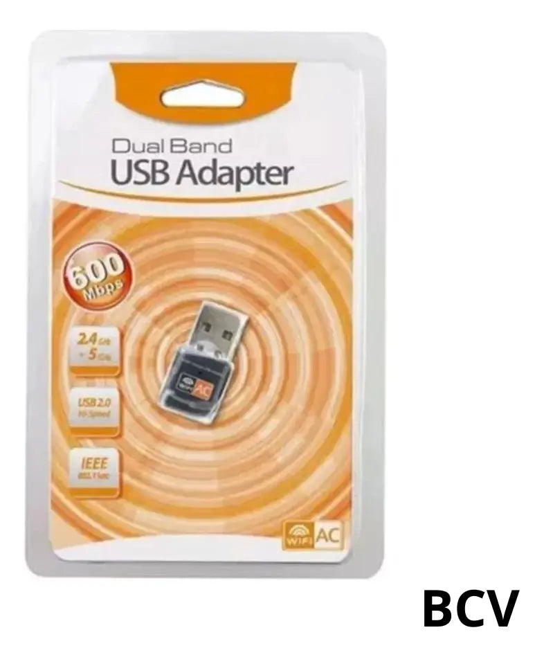 Mini Antena Adaptador Wi-Fi USB Doble Banda 600 Mbps